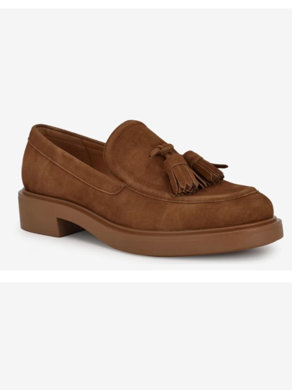 NEW Nine West Roker Loafer Cognac Suede Slip On Tassel